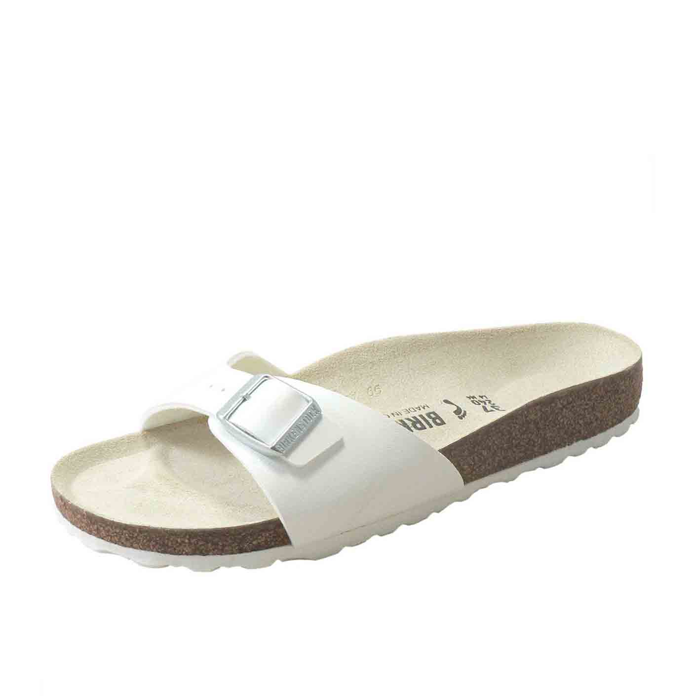 Birkenstock Madrid Big Buckle Graceful Pearl White Birko-Flor - Slides Sandals - Awesome Shoes